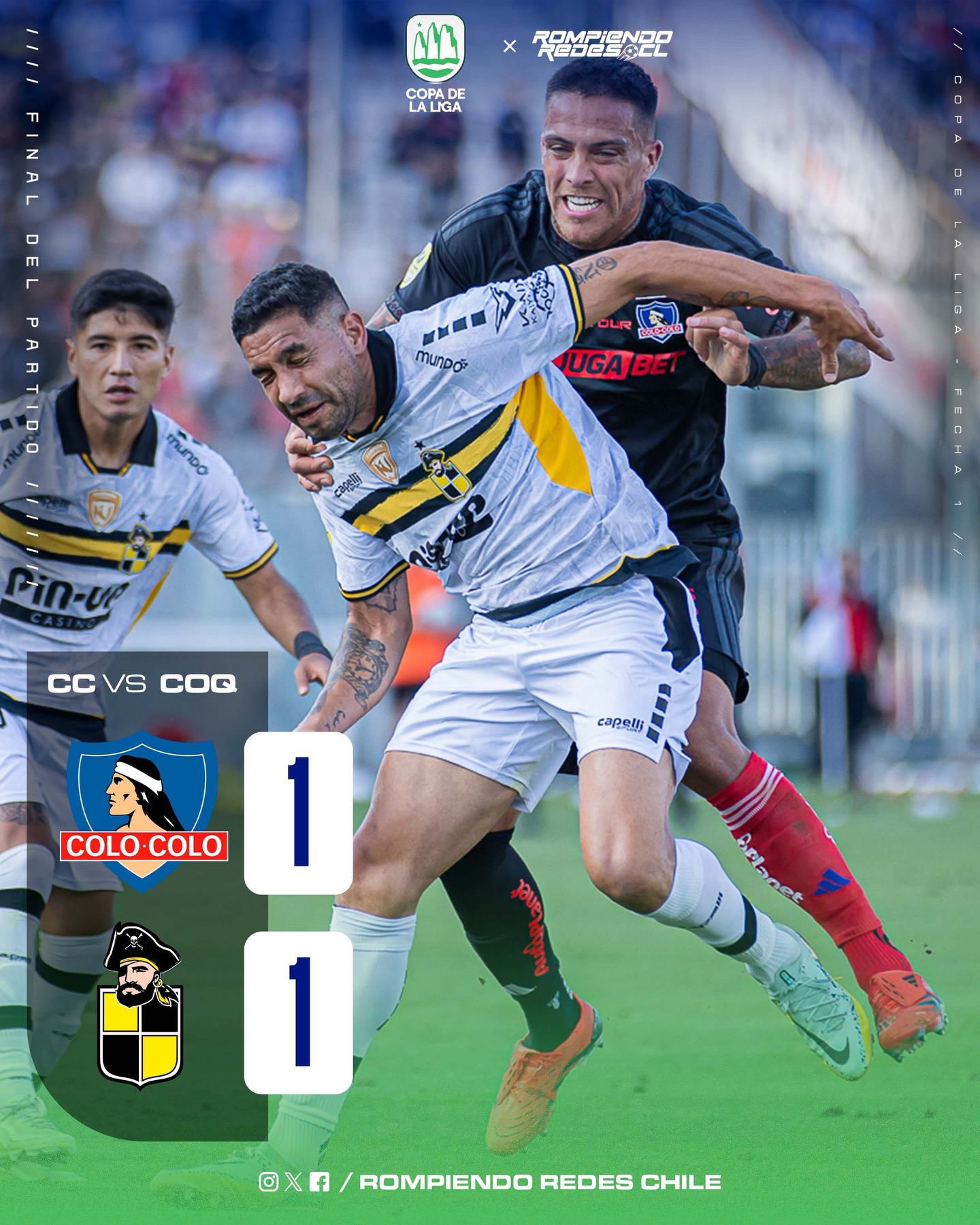 𝑭𝑬𝑪𝑯𝑨 1 - 𝑪𝑶𝑷𝑨 𝑫𝑬 𝑳𝑨 𝑳𝑰𝑮𝑨 🇨🇱

Colo-Colo y Coquimbo Unido repartieron puntos en un entretenido e intenso partido jugado en el Monumental.

Todos los equipos del grupo A están empatados con 1 puntos.

¿Qué les pareció el partido? #RR

📸 Carlos Paredes / AgenciaRRMedia