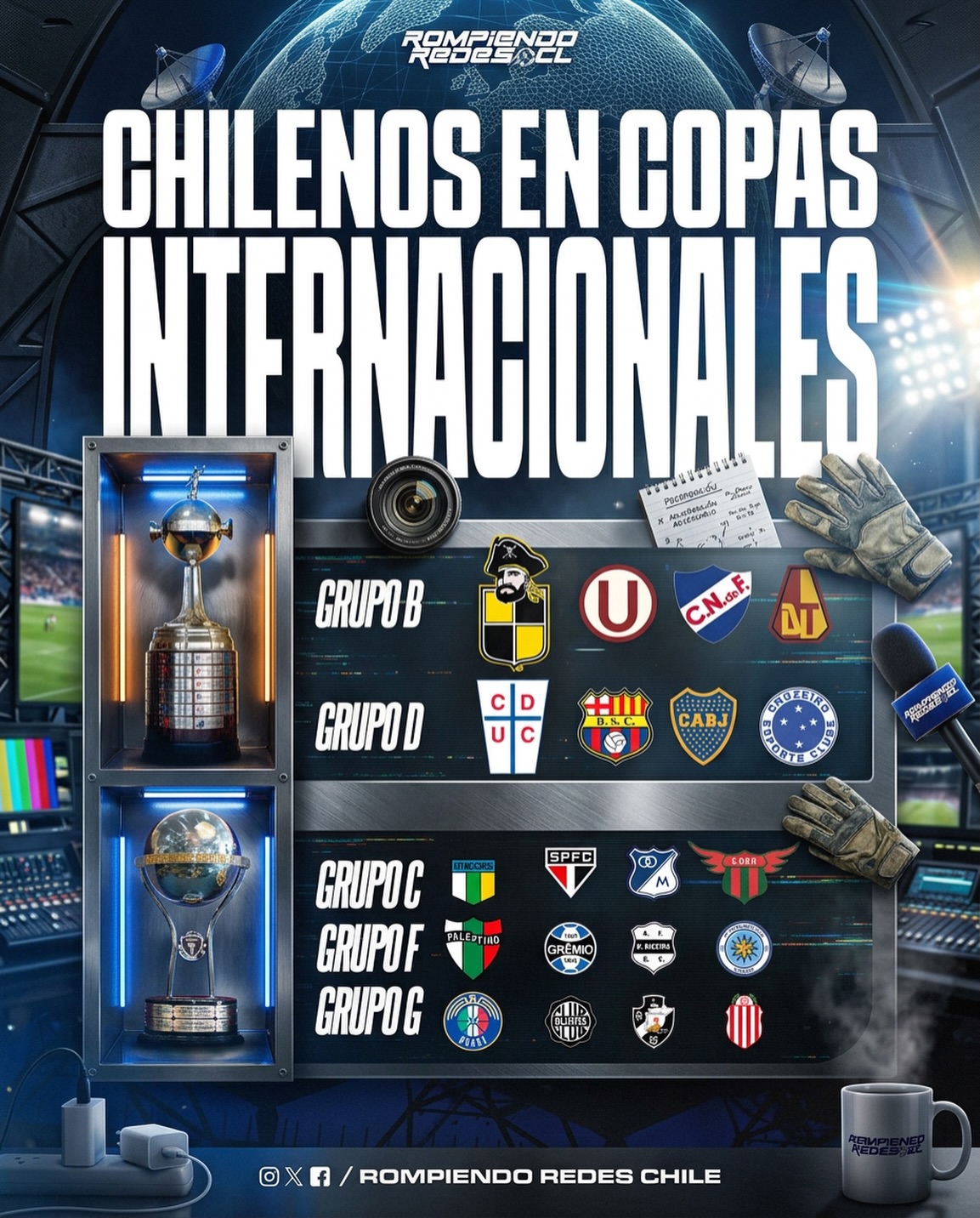 𝑳𝑨 𝑯𝑶𝑹𝑨 𝑫𝑬 𝑳𝑨 𝑽𝑬𝑹𝑫𝑨𝑫 🇨🇱🏆🤩
Se sortearon los Grupos de Copa Libertadores y Sudamericana y así quedaron los grupos que tendrán participación de clubes chilenos.
Universidad Católica quedó en “el grupo de la muerte” en la Copa Libertadores.
¿Qué te parecen los grupos y qué clubes chilenos crees que podrían avanzar de fase? 👀✍🏻🇨🇱 #RR