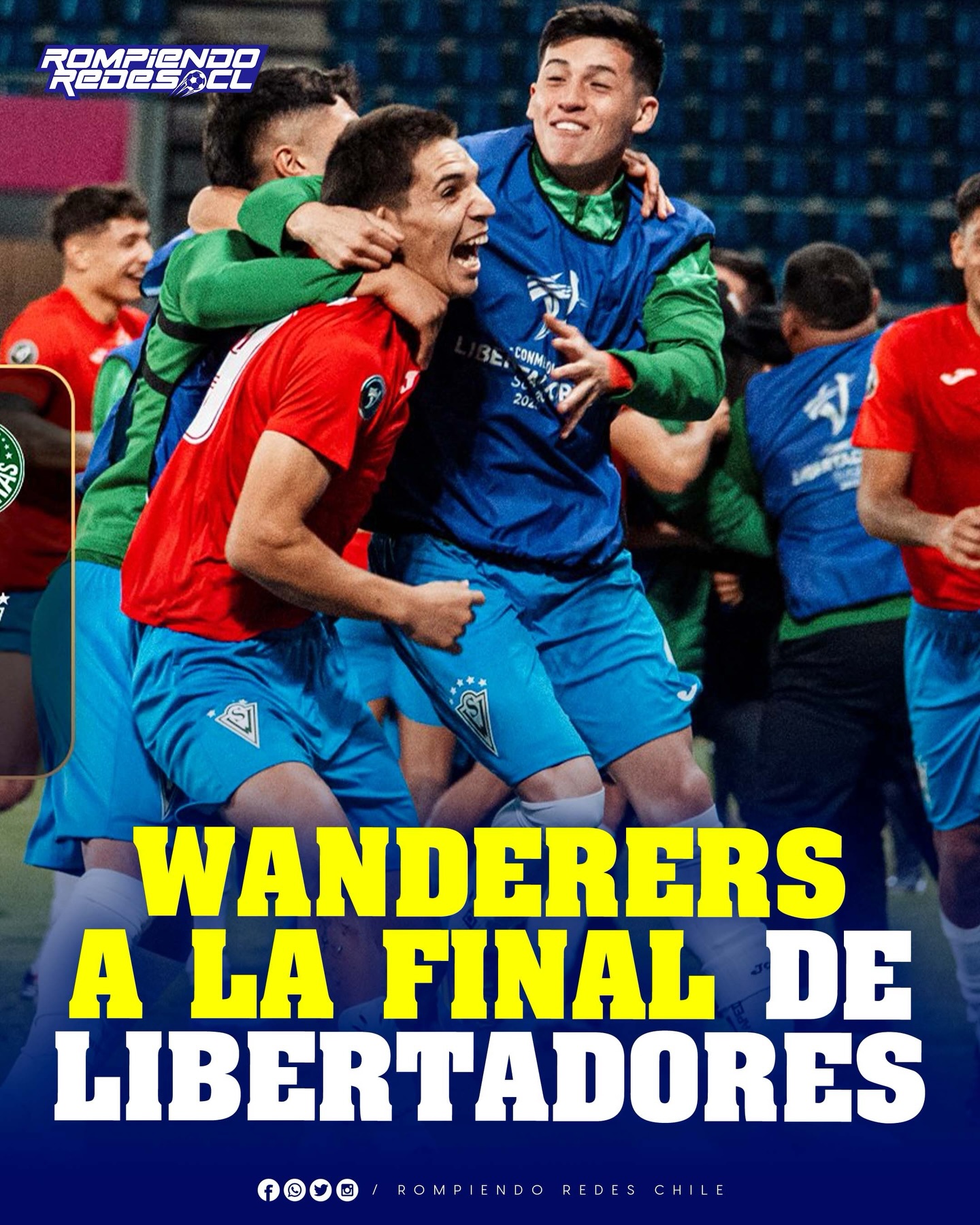 𝑾𝑨𝑵𝑫𝑬𝑹𝑬𝑹𝑺 𝑨 𝑳𝑨 𝑭𝑰𝑵𝑨𝑨𝑨𝑨𝑨𝑨𝑳 ‼️

Santiago Wanderers ELIMINÓ a PALMEIRAS en la Copa Libertadores Sub20 y logró el tan ansiado paso a la FINAL DE LA COPA.

Este domingo, a las 21:00 hrs, enfrentarán a Flamengo, actual campeón del certamen.

Felicidades, muchachos! 🏆🇨🇱 #RR