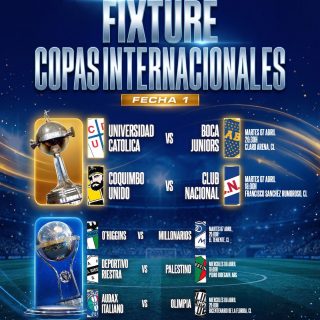 𝑬𝑳 𝑭𝑰𝑿𝑻𝑼𝑹𝑬 𝑫𝑬 𝑳𝑶𝑺 𝑪𝑯𝑰𝑳𝑬𝑵𝑶𝑺 𝑬𝑵 𝑪𝑶𝑷𝑨𝑺 𝑰𝑵𝑻𝑬𝑹𝑵𝑨𝑪𝑰𝑶𝑵𝑨𝑳𝑬𝑺 🏆 🇨🇱 🗓️

Hoy comienza la acción en Copa Libertadores y Copa Sudamericana y hay 5 clubes chilenos que verán acción en estos certámenes.

Hoy, martes, juega O’Higgins por Sudamericana y U. Católica por Copa Libertadores. Mañana lo hará Coquimbo, Palestino y Audax Italiano.

De los 15 puntos posibles, ¿Cuántos crees que logren rescatar los clubes chilenos? 👀✍🏻🇨🇱 #RR