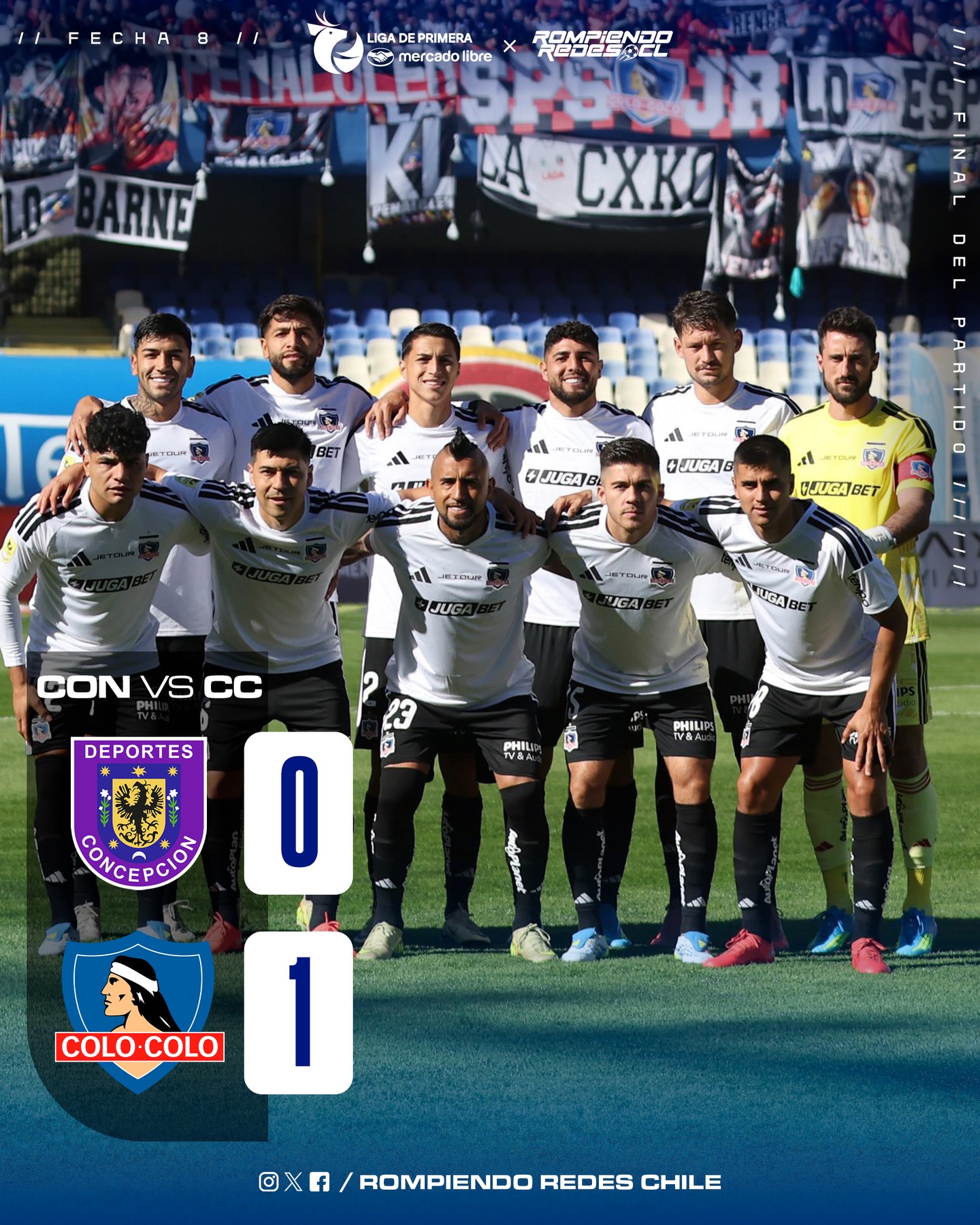 𝑻𝑹𝑰𝑼𝑵𝑭𝑶 𝒀 𝑳𝑰́𝑫𝑬𝑹𝑬𝑺 𝑬𝑿𝑪𝑳𝑼𝑺𝑰𝑽𝑶𝑺 🇨🇱🔥

Colo-Colo superó por la mínima a Deportes Concepción y volvió a tomar el liderato del campeonato nacional.

El cacique ganó 1-0 y llegó a 18 puntos, mientras que el cuadro lila sigue colista absoluto con 4 unidades.

⚽️Álvaro Madrid anotó el único gol del encuentro.

¿Qué les pareció el partido y triunfo albo? 👀✍🏻 #RR