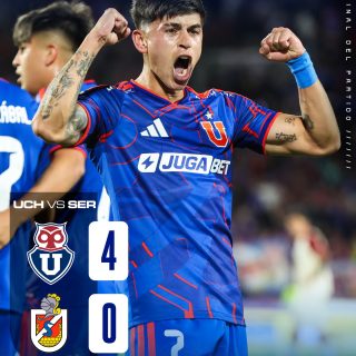 𝑮𝑶𝑳𝑬𝑨𝑫𝑨 𝑨𝒁𝑼𝑳 𝑬𝑵 𝑬𝑳 𝑵𝑨𝑪𝑰𝑶𝑵𝑨𝑳 🇨🇱🔥

Universidad de Chile goleó 4-0 a Deportes La Serena y sumó puntos claves para meterse en la parte alta de la tabla.

📊El triunfo dejó a La U en el cuarto lugar con 13 puntos, mientras que los papayeros se quedan con 9 unidades en la posición 11°.

¿Qué les pareció el partido y triunfo azul? 👀✍🏻 #RR