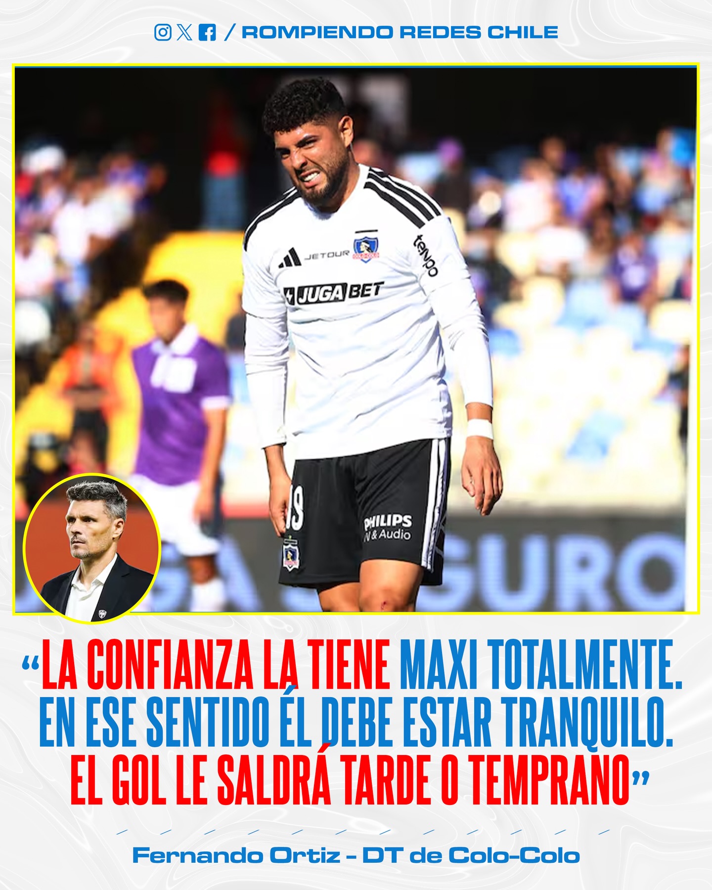 𝑳𝑶 𝑹𝑬𝑺𝑷𝑨𝑳𝑫𝑨 𝒀 𝑪𝑶𝑵𝑭𝑰́𝑨 𝑬𝑵 𝑬́𝑳 💪🏻

Fernando Ortiz fue consultado por “la sequía goleadora” de Maxi Romero, pero el DT estuvo muy lejos de molestarse o mostrarse distante con el jugador.

Ortiz afirmó que confía plenamente en su delantero y que pronto llegarán los goles. Además, destacó que Romero no anota, pero si participa fluidamente en el juego y eso también se valora.

¿Qué tal? 👀✍🏻 #RR
