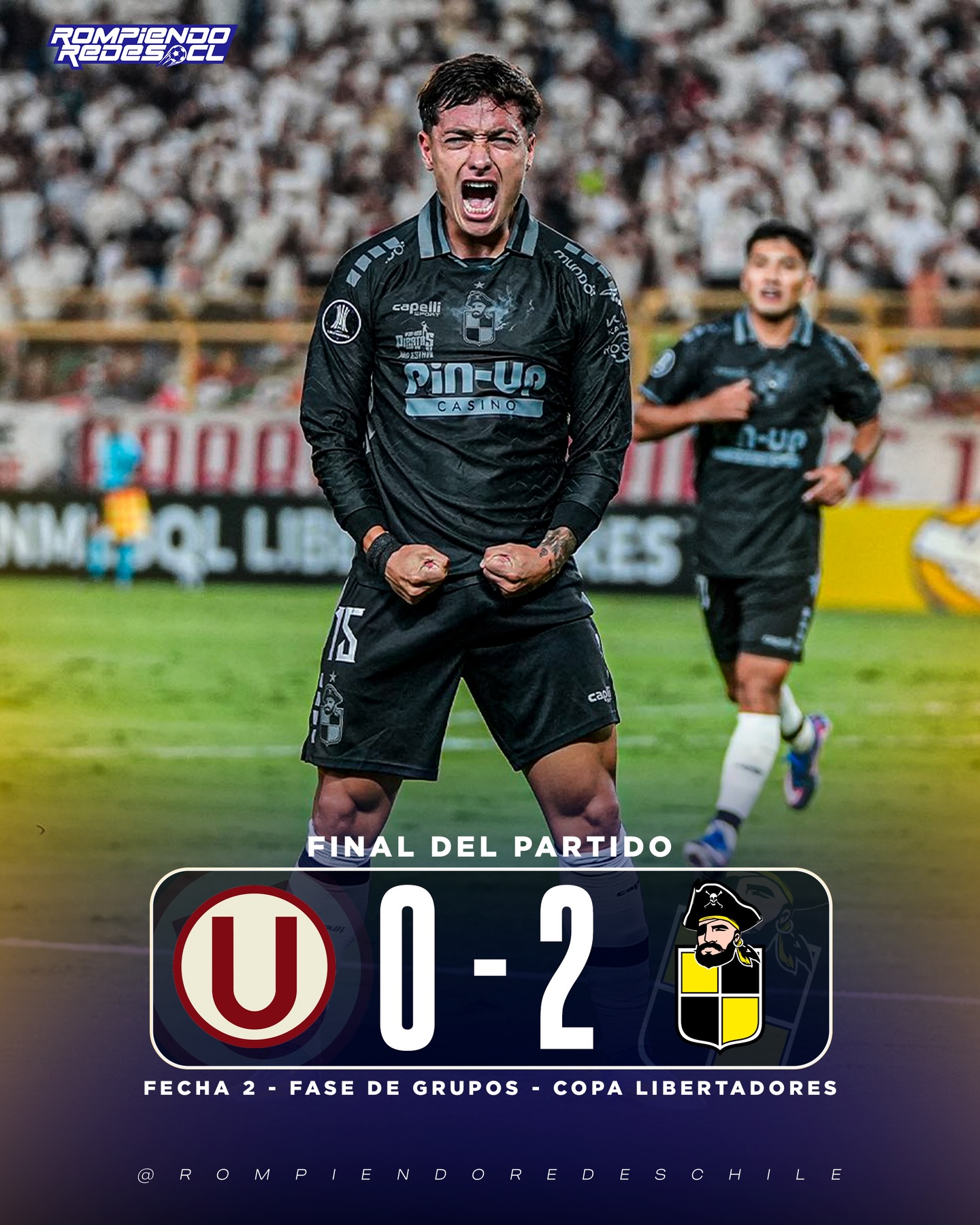 𝑬𝑳 𝑷𝑰𝑹𝑨𝑻𝑨 𝒀 𝑼𝑵 𝑻𝑹𝑰𝑼𝑵𝑭𝑶 𝑫𝑬 𝑶𝑹𝑶 🤩🇨🇱

Coquimbo Unido desembarcó en la capital Peruana y consiguió un triunfo importantísimo para quedar como líder del grupo, junto a Nacional, con 4 puntos.

⚽️Zavala y Johansen anotaron los goles.

🗓️ El martes 28 de abril se jugará la fecha 3, y Coquimbo deberá visitar a Deportes Tolima. #RR

📸 Coquimbo Unido