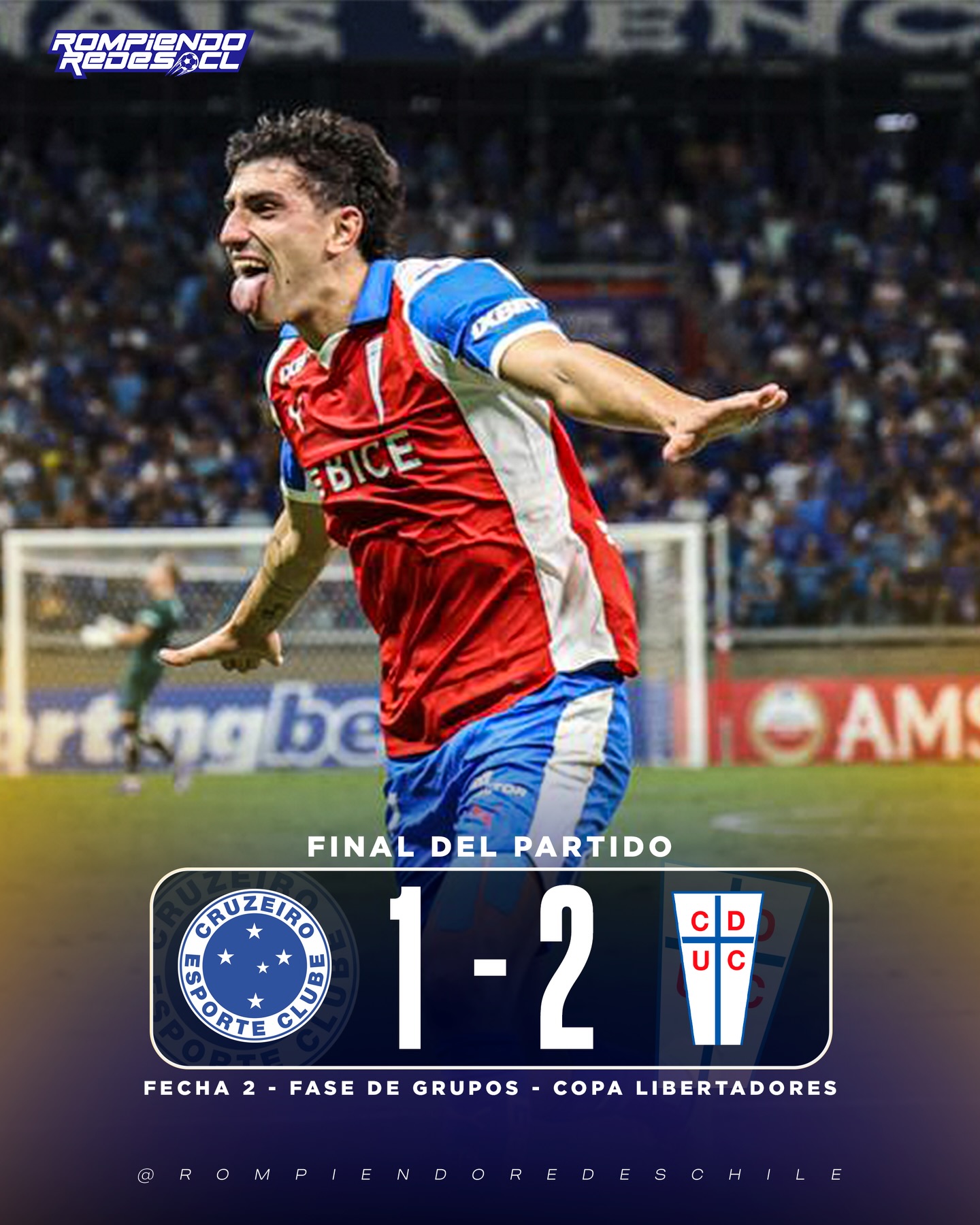 𝑻𝑹𝑰𝑼𝑵𝑭𝑨𝒁𝑶 𝑪𝑹𝑼𝒁𝑨𝑫𝑶 𝑬𝑵 𝑩𝑹𝑨𝑺𝑰𝑳‼️🇨🇱

Universidad Católica viajó hasta Brasil y logró quedarse con 3 puntos de oro tras derrotar 2-1 a Cruzeiro. Los cruzados quedaron segundos del grupo con 3 puntos.

⚽️Justo Giani y Jimmy Martínez anotaron para la UC.

🗓️ La fecha 3 se jugará el 29 de Abril y será ante Barcelona SC.

¿Qué les pareció el partido? 👀✍🏻 #RR