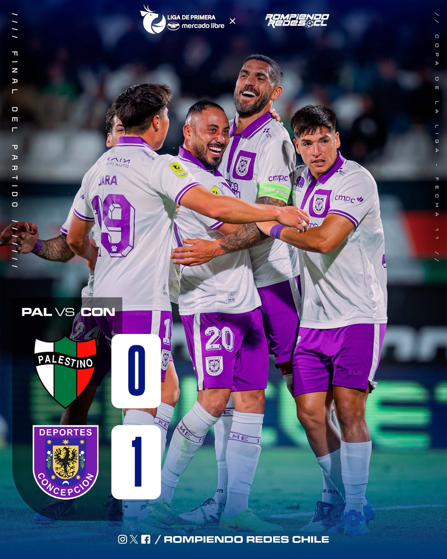 𝑬𝑳 𝑳𝑬𝑶́𝑵 𝑪𝑬𝑳𝑬𝑩𝑹𝑶́ 𝑬𝑵 𝑳𝑨 𝑪𝑰𝑺𝑻𝑬𝑹𝑵𝑨‼️

Deportes Concepción abrió la fecha 11 con un triunfo por la mínima ante Palestino.

📊 El león de Collao sigue colista, pero ahora tiene 8 puntos y se acerca a salir de la zona roja. Los árabes quedan octavos con 14 unidades.

¿Qué les pareció el partido? 👀✍🏻 #RR