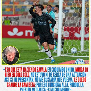 "𝑳𝑬 𝑸𝑼𝑬𝑫𝑶́ 𝑮𝑹𝑨𝑵𝑫𝑬 𝑳𝑨 𝑪𝑨𝑴𝑰𝑺𝑬𝑻𝑨"😯👀

El histórico jugador de Colo Colo, Leonel Herrera, declaró de forma tajante contra Cristián Zavala tras su buen momento en Coquimbo Unido, asegurando que al extremo “le quedó grande la camiseta” alba. 

En conversación con En Cancha, el referente del Cacique criticó la falta de consistencia de Zavala durante su estadía en Macul, calificando su paso por el club como un desastre pese a la paciencia que se le tuvo. 

Herrera argumentó que el rendimiento actual del jugador en el cuadro filibustero se debe a que la presión mediática en el puerto es mucho menor, sentenciando que no le gustaría ver un eventual retorno del delantero al Monumental, una postura que, según el exdefensor, es compartida por gran parte de la hinchada que no olvida su deslucido desempeño con la camiseta popular.

¿Compartes la opinión de Leonel Herrera?👀✍🏽 #RR