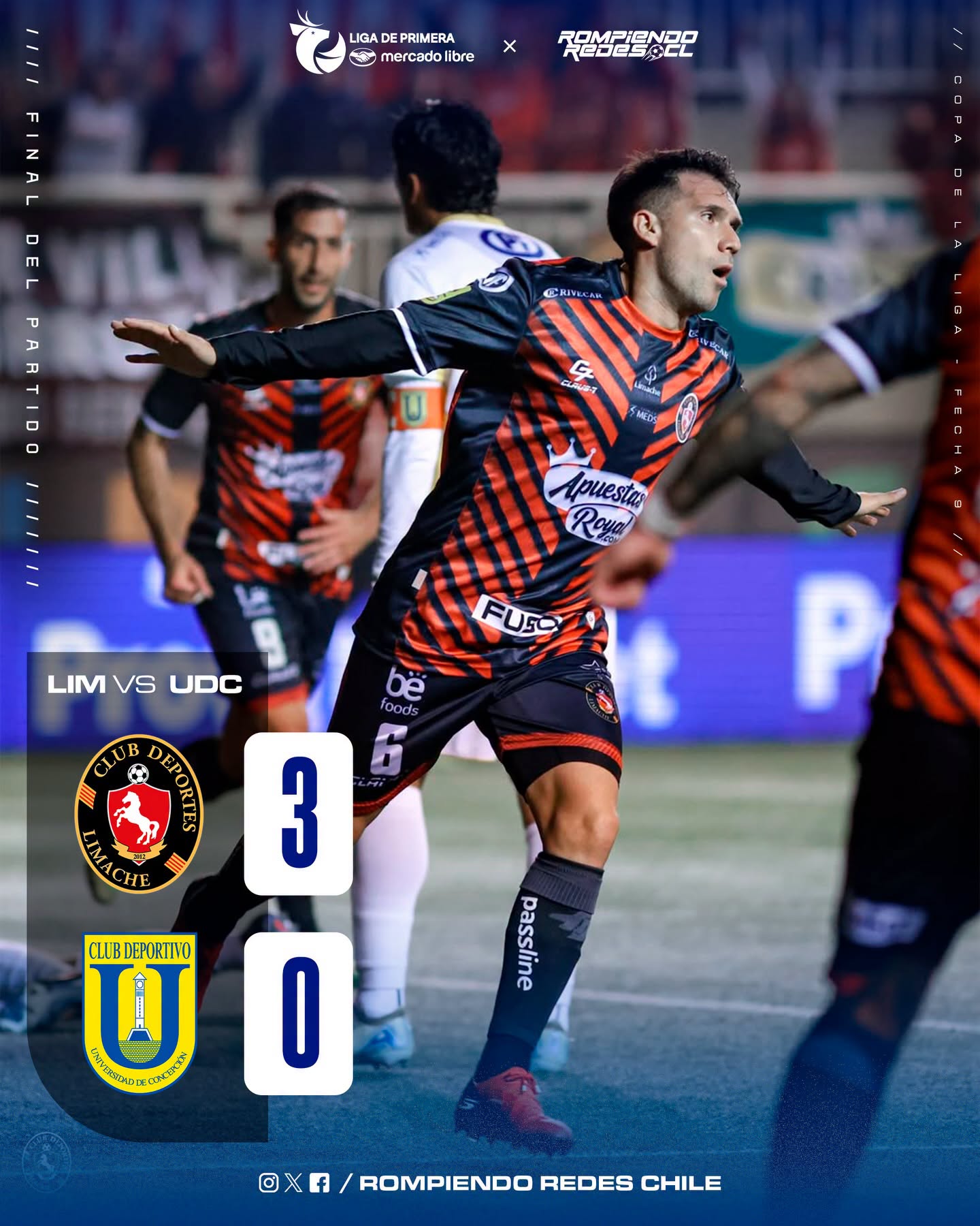 𝑬𝑳 𝑺𝑼́𝑷𝑬𝑹 𝑳𝑰́𝑫𝑬𝑹 𝑳𝑰𝑴𝑨𝑪𝑯𝑬 🍅🤩🇨🇱

Deportes Limache volvió al triunfo tras vencer cómodamente por 3-0 a Universidad de Concepción, en el estadio Lucio Fariña de Quillota.

📊 El triunfo dejó a los “tomateros” en LA CIMA DE LA TABLA con 20 puntos, mientras que el campanil quedó sexto con 14 unidades.

⚽️Sosa, Fuentes y Castro anotaron los goles.

¿Qué les pareció el partido? 👀✍🏻 #RR