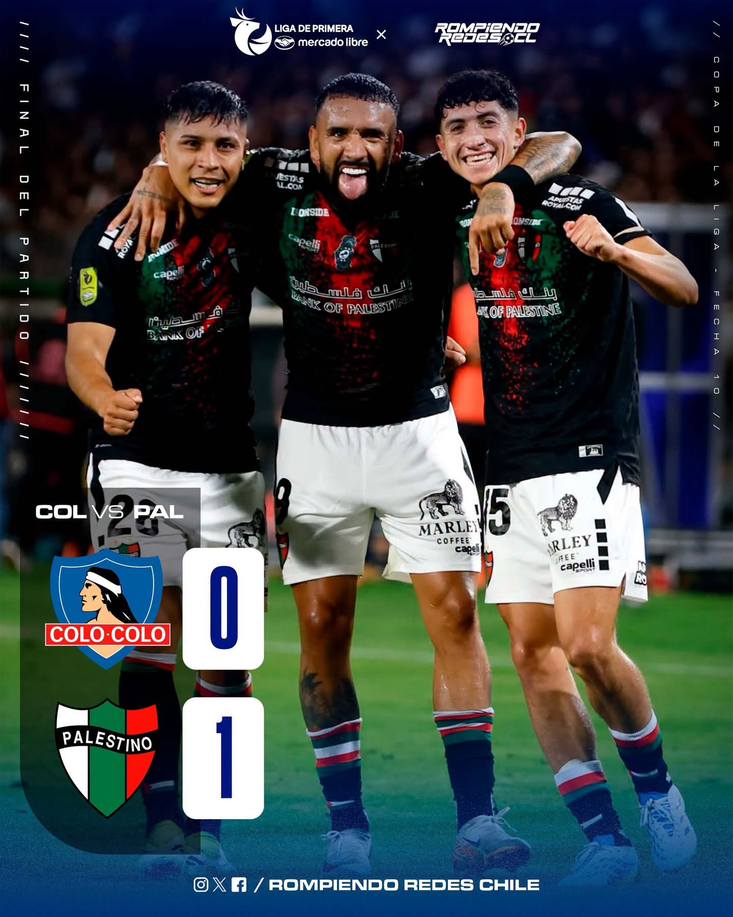 𝑷𝑨𝑳𝑬𝑺𝑻𝑰𝑵𝑶 𝑨𝑮𝑼𝑶́ 𝑬𝑳 𝑨𝑵𝑰𝑽𝑬𝑹𝑺𝑨𝑹𝑰𝑶 𝑫𝑬𝑳 𝑪𝑨𝑪𝑰𝑸𝑼𝑬 ‼️

Palestino dio el golpe de la fecha y derrotó 1-0 a Colo-Colo en el estadio Monumental, en la noche que era el aniversario del cacique.

📊 El triunfo dejó a los árabes octavos con 14 puntos, mientras que el cuadro albo quedó segundo con 18 unidades.

⚽️Dylan Zúñiga anotó el único gol del partido.

¿Qué les pareció el partido? 👀✍🏻 #RR

📸 Palestino