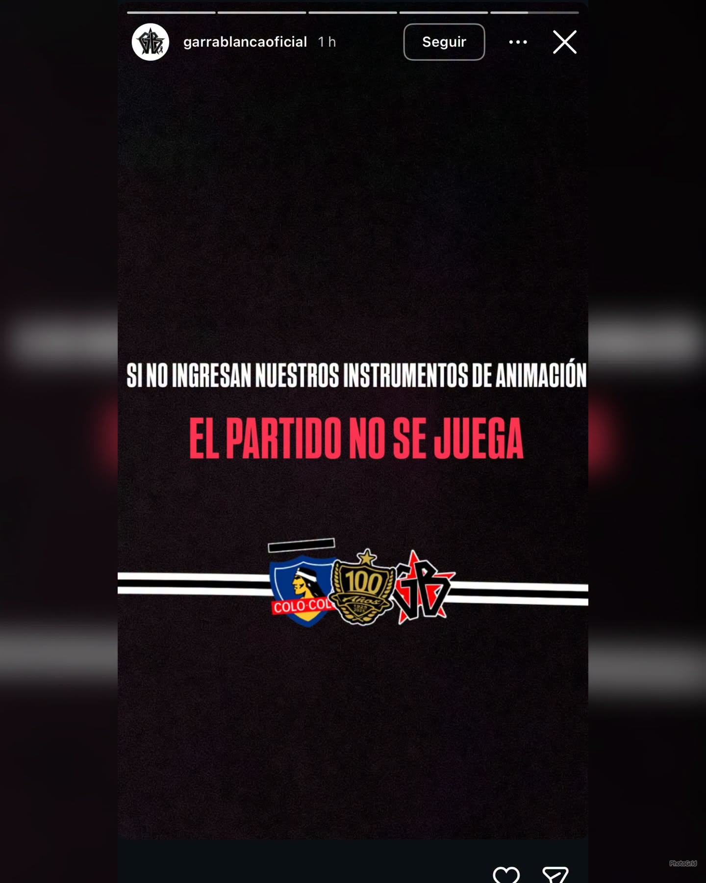 Esto publicó la garra blanca en su cuenta oficial, en la previa del partido vs Palestino.

¿Opiniones? 🤐✍🏻 #RR