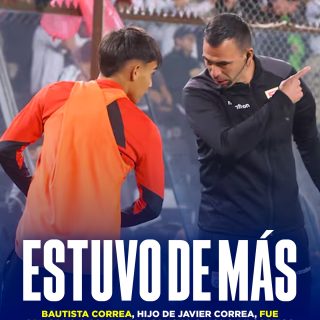 𝑳𝑶 𝑬𝑪𝑯𝑨𝑹𝑶𝑵 𝑷𝑶𝑹 𝑪𝑬𝑳𝑬𝑩𝑹𝑨𝑹 😕🤦🏻‍♂️

Bautista Correa, hijo de Javier Correa, fue uno de los protagonistas improvisados del triunfo de Colo-Colo ante Coquimbo Unido.

El adolescente celebró efusivamente con su padre tras la anotación de un gol, acto que le costó ser expulsado del terreno de juego, lugar en el que está como alcanza balones.

Bautista es canterano albo y por eso estaba en la cancha, pero ahora probablemente sea “castigado” por celebrar un gol con jugadores, algo que no está permitido por la ANFP.

¿Opiniones? 🤐✍🏻 #RR