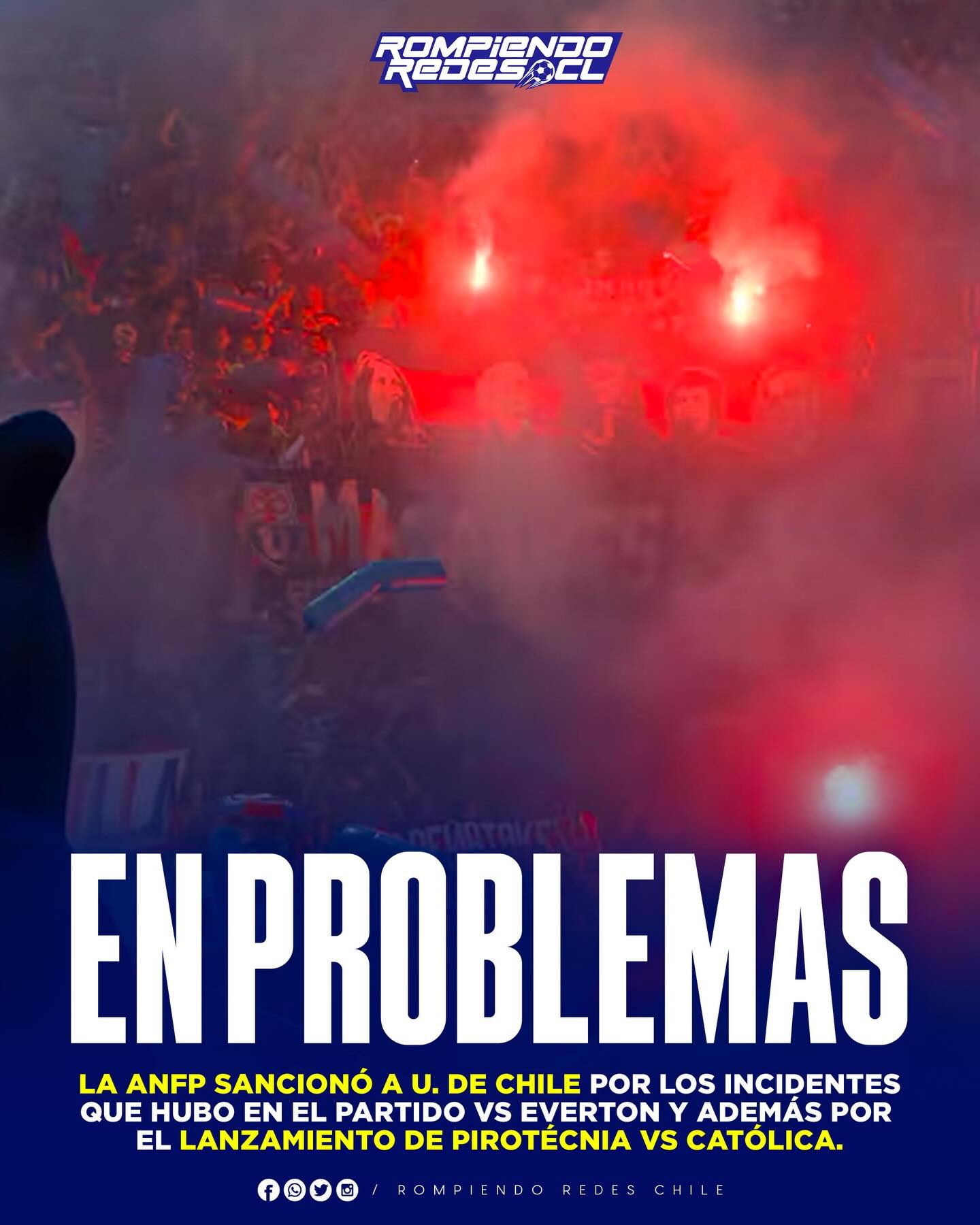 𝑴𝑨𝑵𝑶 𝑫𝑼𝑹𝑨 𝑬𝑵 𝑬𝑳 𝑪𝑫𝑨😯👊

🔵Universidad de Chile enfrenta un complejo escenario judicial tras las recientes determinaciones de la ANFP. 

⚖️El Tribunal de Disciplina ya ratificó sanciones contra el cuadro azul debido a los incidentes registrados en el duelo ante Everton; sin embargo, la situación se agravó tras el último Clásico Universitario.

💬El informe arbitral del encuentro frente a Universidad Católica denunció el lanzamiento de pirotecnia y desórdenes por parte de la hinchada, lo que derivó en una nueva denuncia formal. 

Bajo este contexto, el club arriesga severas penalizaciones que podrían incluir:

• Multas económicas de alto impacto para la institución.
• Restricción de aforo en sus próximos compromisos de local.
• Partidos a puertas cerradas, afectando directamente el acompañamiento de su público en la fase crucial del torneo.

📝La directiva de Azul Azul ya trabaja en los descargos correspondientes para intentar mitigar una resolución que podría condicionar el resto de la temporada.

¿Qué te parece estas sanciones?, ¿Crees que se justifican? 👀✍🏽#RR